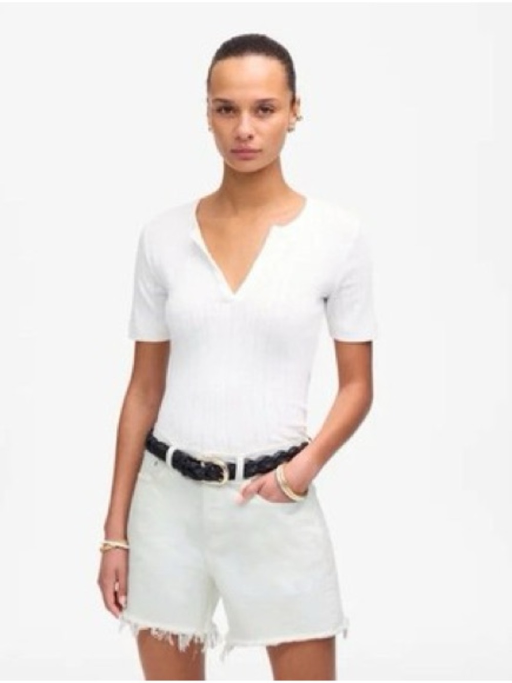 Madewell The Brynn Long Short White Size 25 NWT